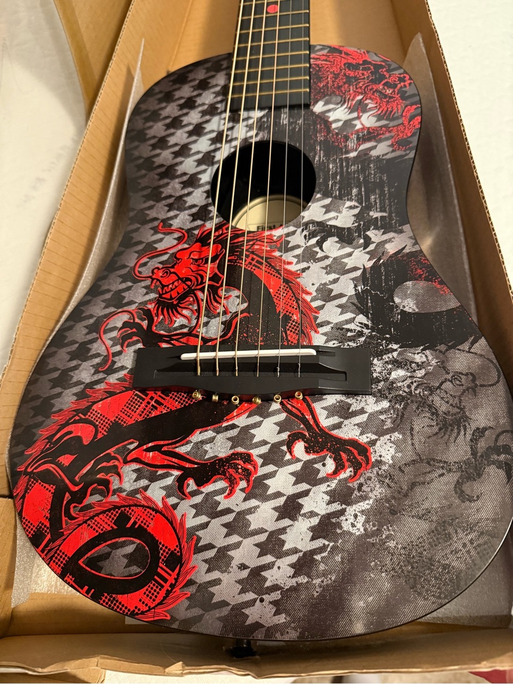 First Act - Red Dragon Acoustic Guitar  - Black/Red Finish - Child Sized